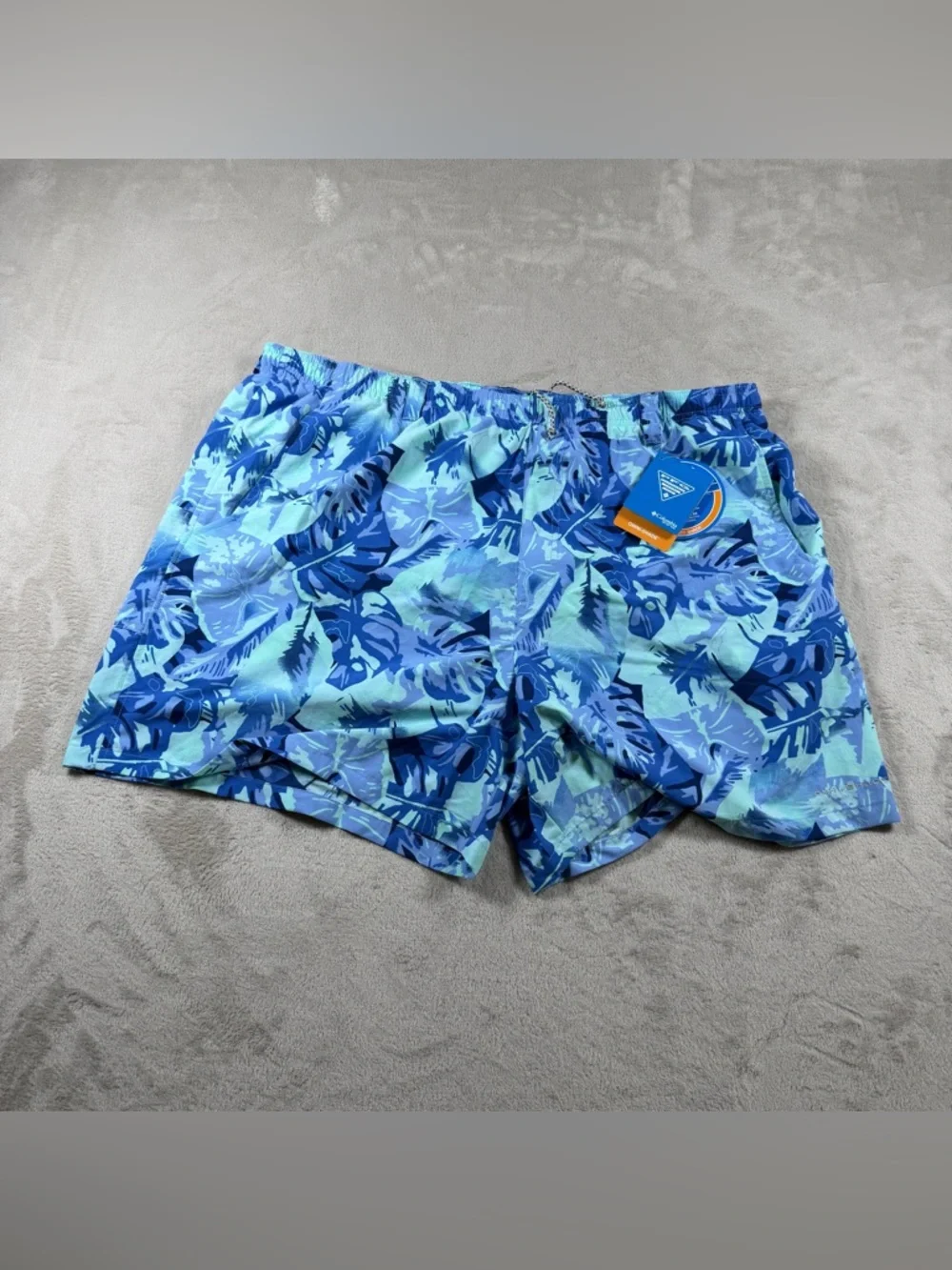 Columbia PFG Super Backcast Swim Shorts Mens‎ XXL Blue Nylon Tropical Floral 6
